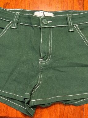 Women’s Dark Green Casual Flying Angel Jeans Shorts
